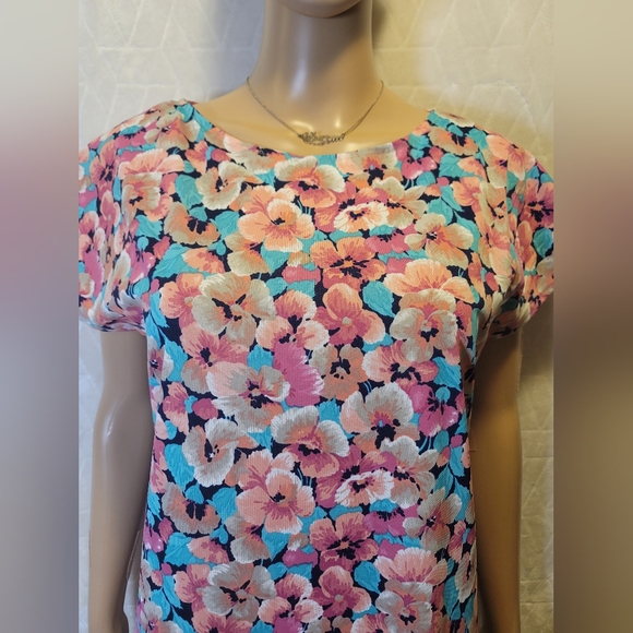 Pink & Blue Floral Midi Dress - Picture 2 of 10